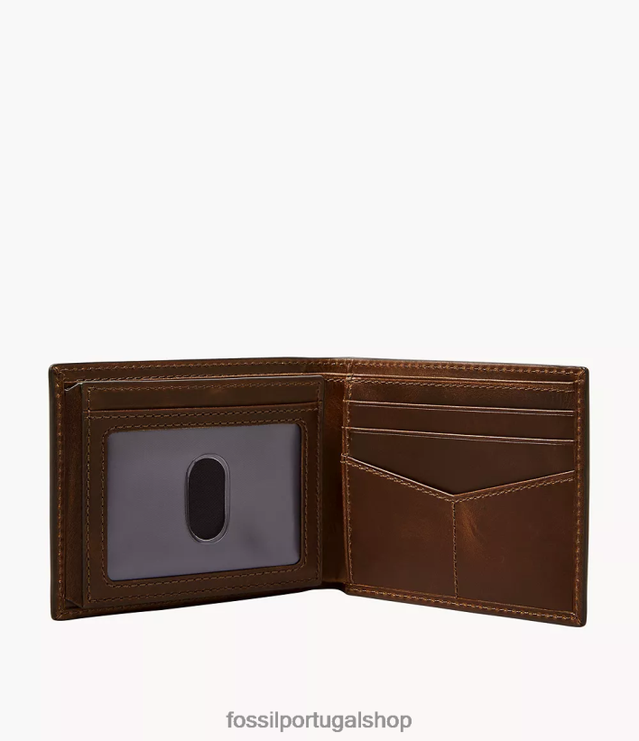 Fossil homens conjunto de presente derrick bifold com flip id e cinto marrom acessório 40NJ6Z2027