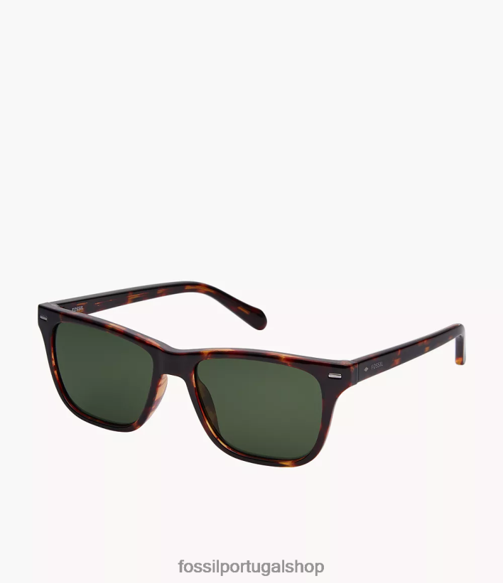 Fossil homens óculos de sol retângulo wells verde acessório 40NJ6Z2060