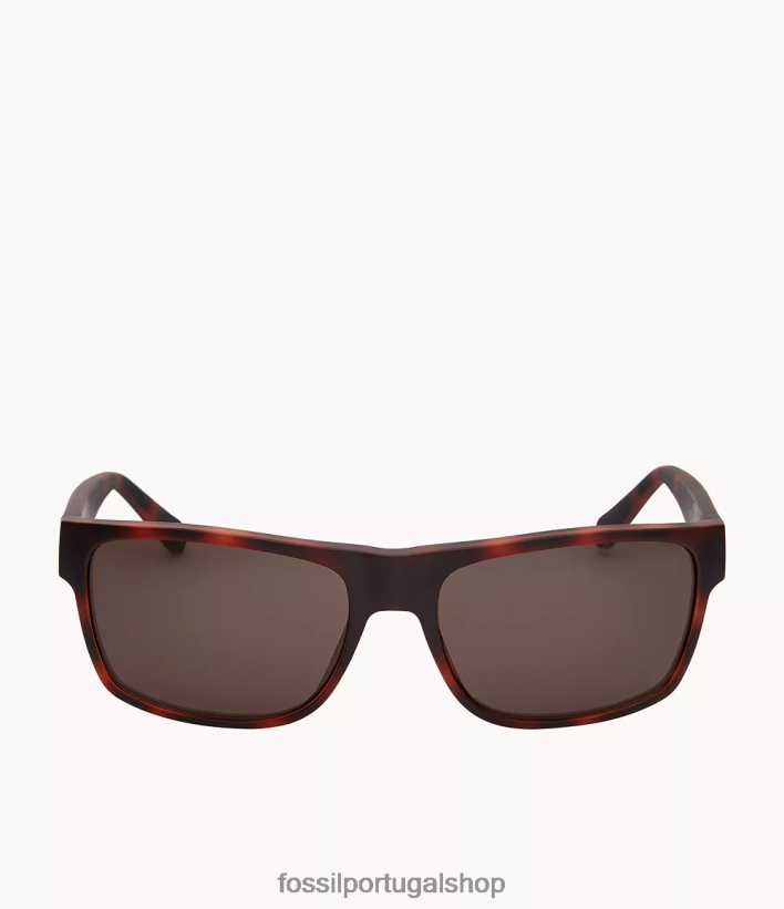 Fossil homens óculos de sol retangulares burke marrom acessório 40NJ6Z2058