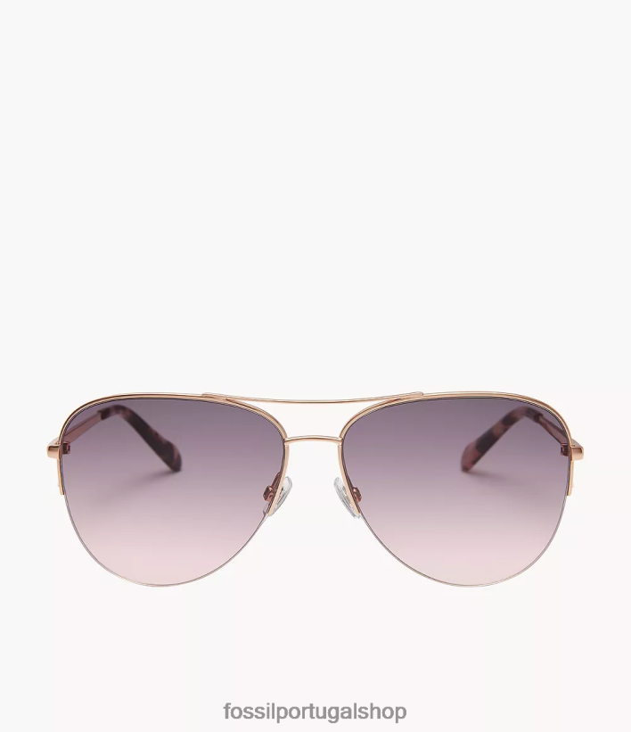 Fossil mulheres óculos de sol aviador tiana cinza rosa acessório 40NJ6Z1975