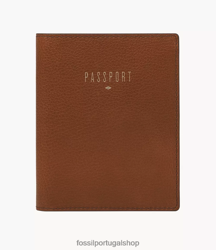 Fossil mulheres caso de passaporte RFID de viagem marrom acessório 40NJ6Z1978