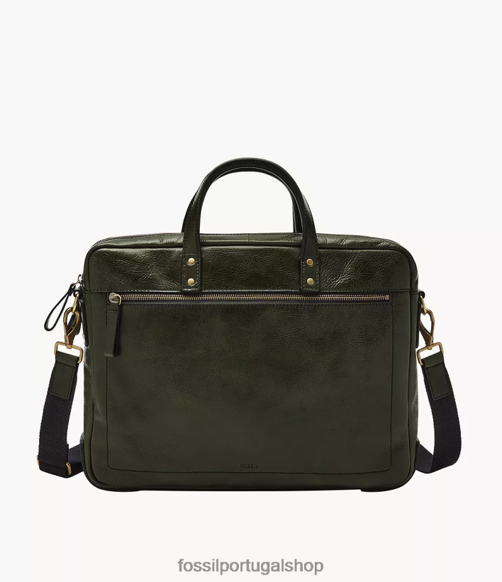 Fossil homens bolsa de trabalho com zíper duplo haskell verde bolsa 40NJ6Z1621