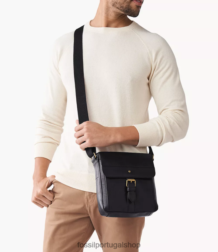Fossil homens correio de milhas preto bolsa 40NJ6Z1654