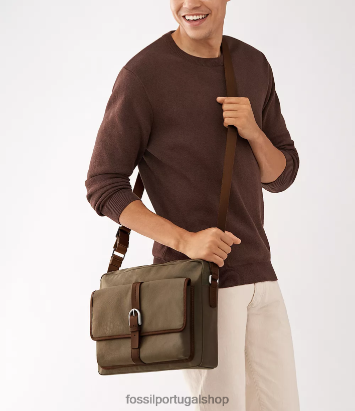 Fossil homens mensageiro camden cáqui bolsa 40NJ6Z1624