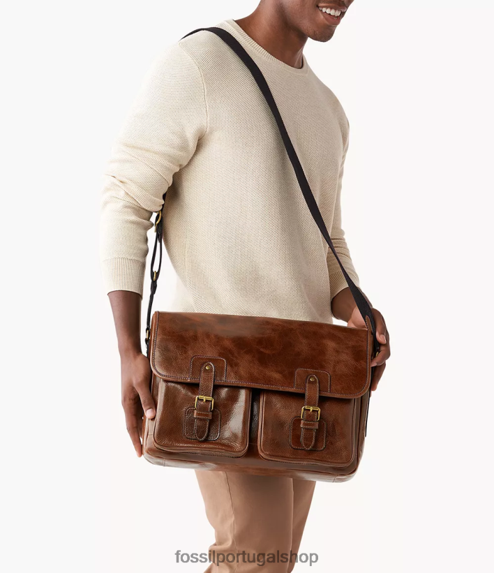 Fossil homens mensageiro de greenville conhaque bolsa 40NJ6Z1615