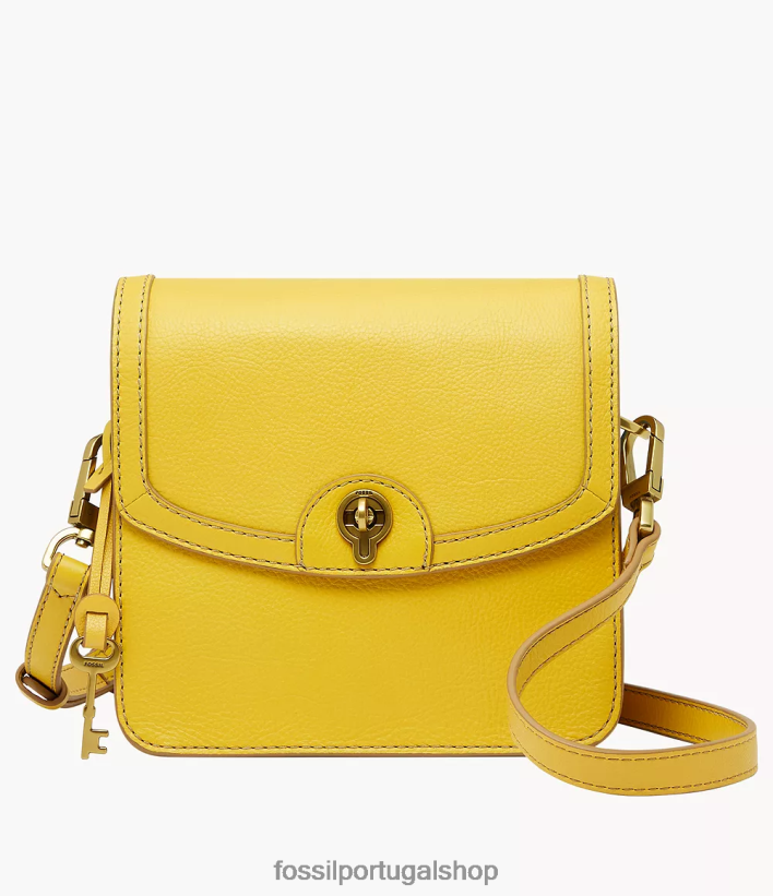 Fossil mulheres ainsley crossbody com aba pequena amarelo bolsa 40NJ6Z514