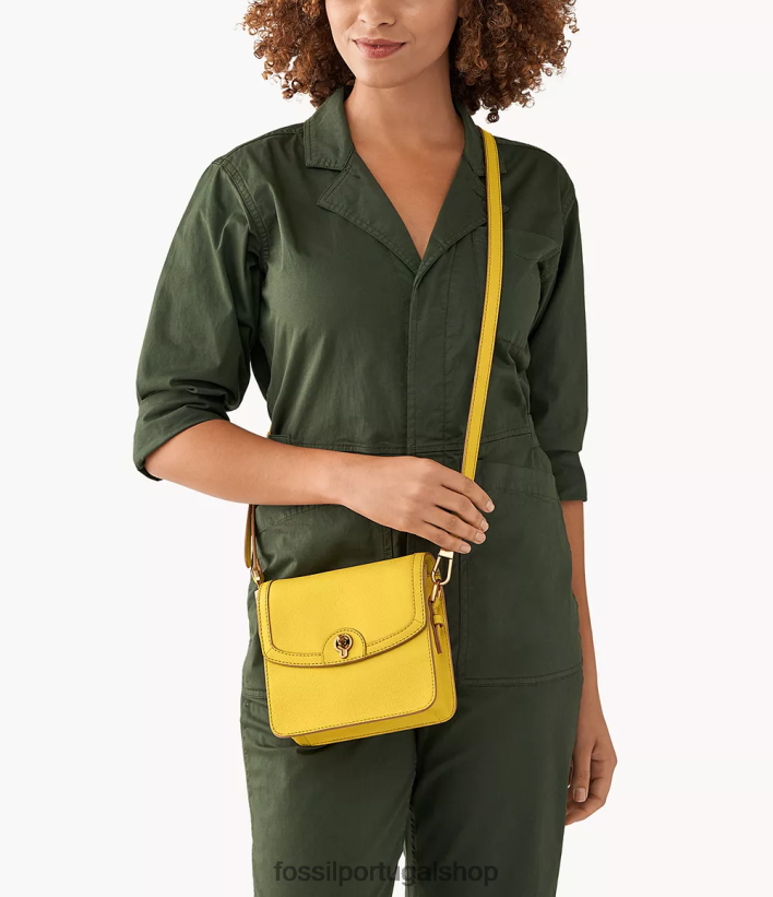 Fossil mulheres ainsley crossbody com aba pequena amarelo bolsa 40NJ6Z514