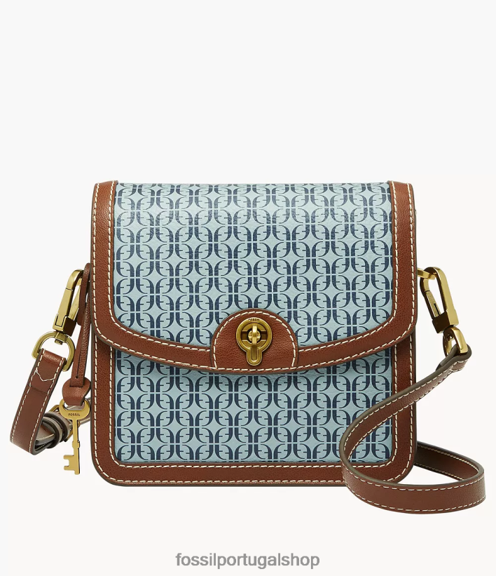 Fossil mulheres ainsley crossbody com aba pequena azul bolsa 40NJ6Z580