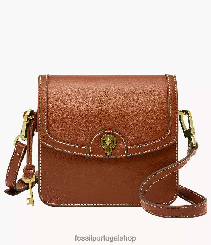 Fossil mulheres ainsley crossbody com aba pequena marrom bolsa 40NJ6Z438