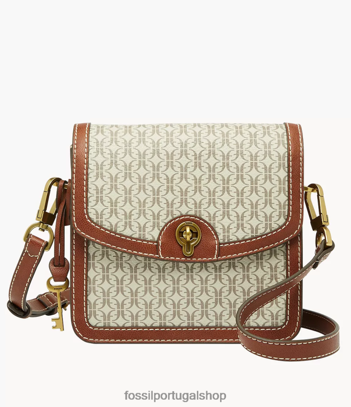 Fossil mulheres ainsley crossbody com aba pequena marrom claro bolsa 40NJ6Z707