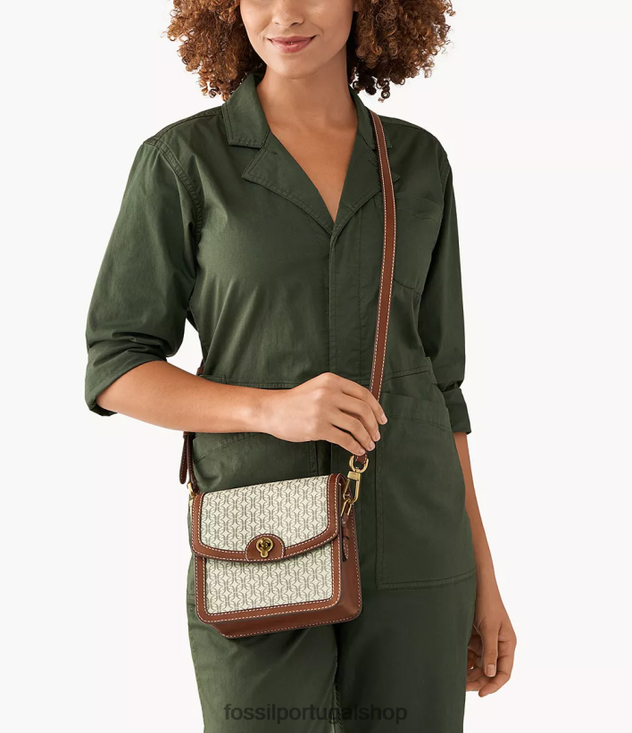 Fossil mulheres ainsley crossbody com aba pequena marrom claro bolsa 40NJ6Z707