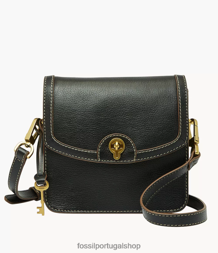 Fossil mulheres ainsley crossbody com aba pequena preto bolsa 40NJ6Z479