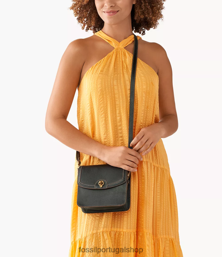 Fossil mulheres ainsley crossbody com aba pequena preto bolsa 40NJ6Z479