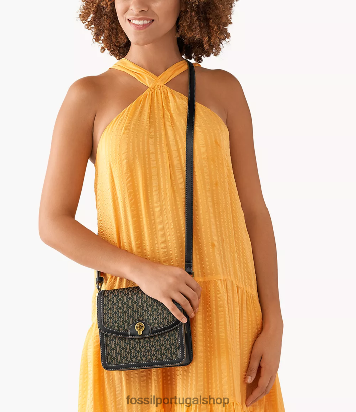 Fossil mulheres ainsley crossbody com aba pequena preto bolsa 40NJ6Z623