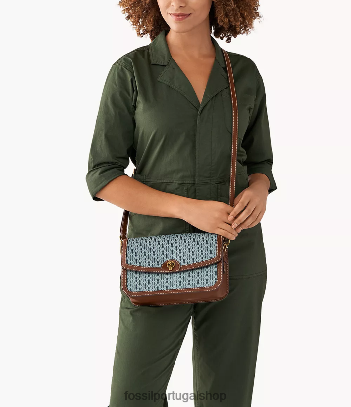 Fossil mulheres bolsa crossbody com aba ainsley azul bolsa 40NJ6Z634