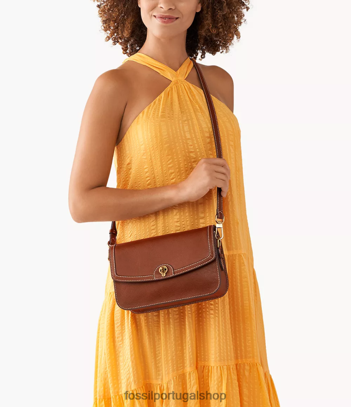 Fossil mulheres bolsa crossbody com aba ainsley marrom bolsa 40NJ6Z463