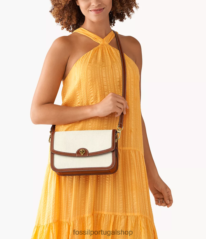 Fossil mulheres bolsa crossbody com aba ainsley neutro bolsa 40NJ6Z455