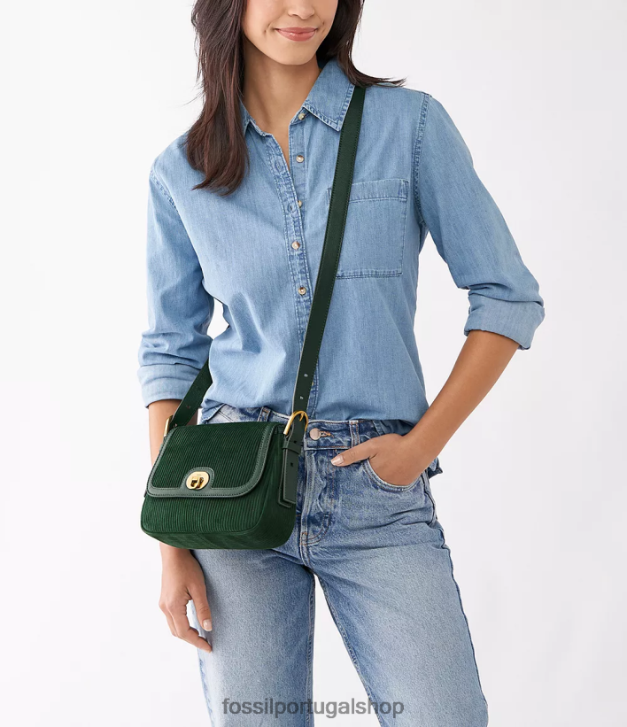 Fossil mulheres bolsa crossbody com aba pequena harper verde bolsa 40NJ6Z489