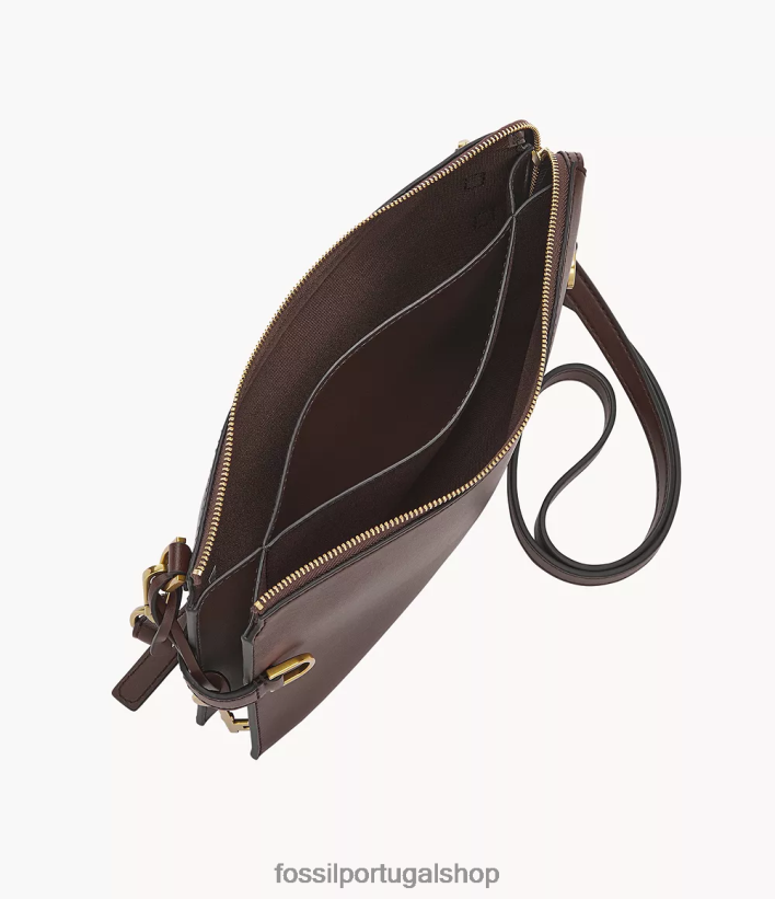 Fossil mulheres bolsa crossbody de couro kier cactus marrom escuro bolsa 40NJ6Z538