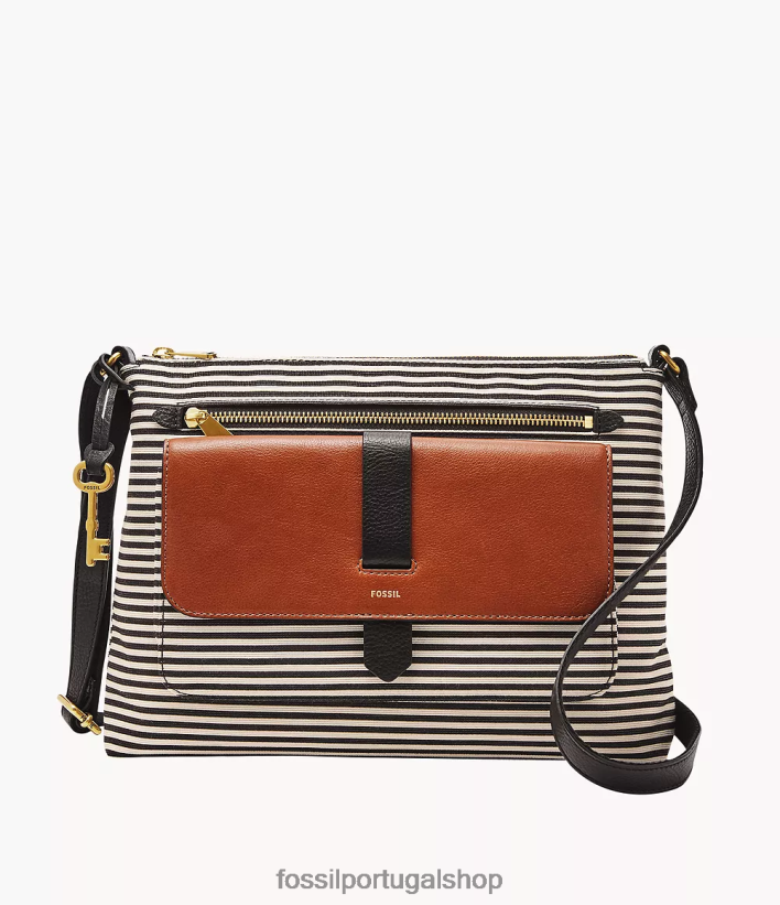 Fossil mulheres bolsa crossbody kinley preto/marrom/branco bolsa 40NJ6Z406