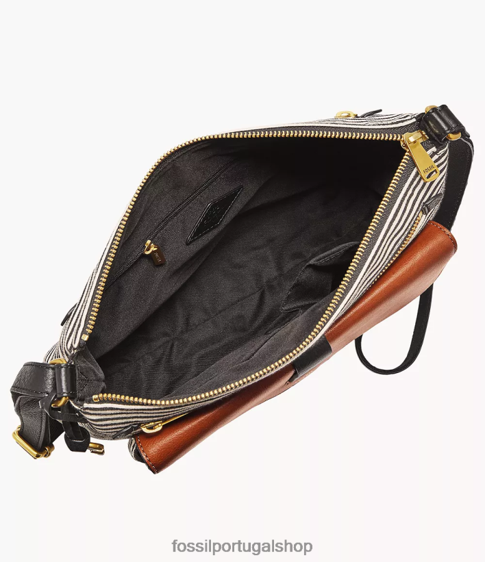 Fossil mulheres bolsa crossbody kinley preto/marrom/branco bolsa 40NJ6Z406