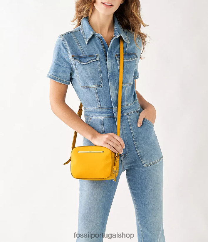 Fossil mulheres bolsa para câmera liza amarelo bolsa 40NJ6Z461