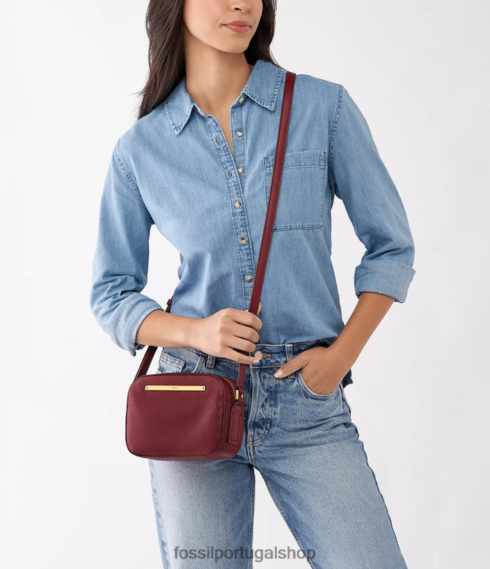 Fossil mulheres bolsa para câmera liza vermelho bolsa 40NJ6Z402