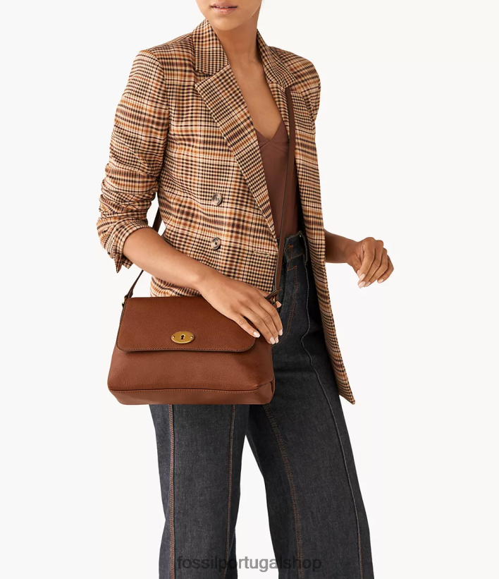 Fossil mulheres bolsa transversal com aba média gabriella marrom bolsa 40NJ6Z621