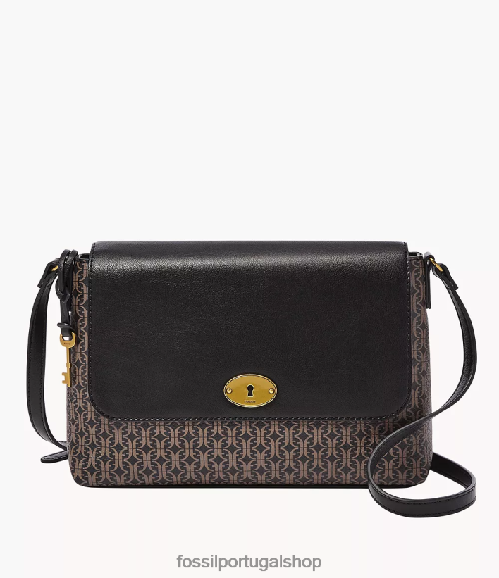 Fossil mulheres bolsa transversal com aba média gabriella preto bolsa 40NJ6Z624