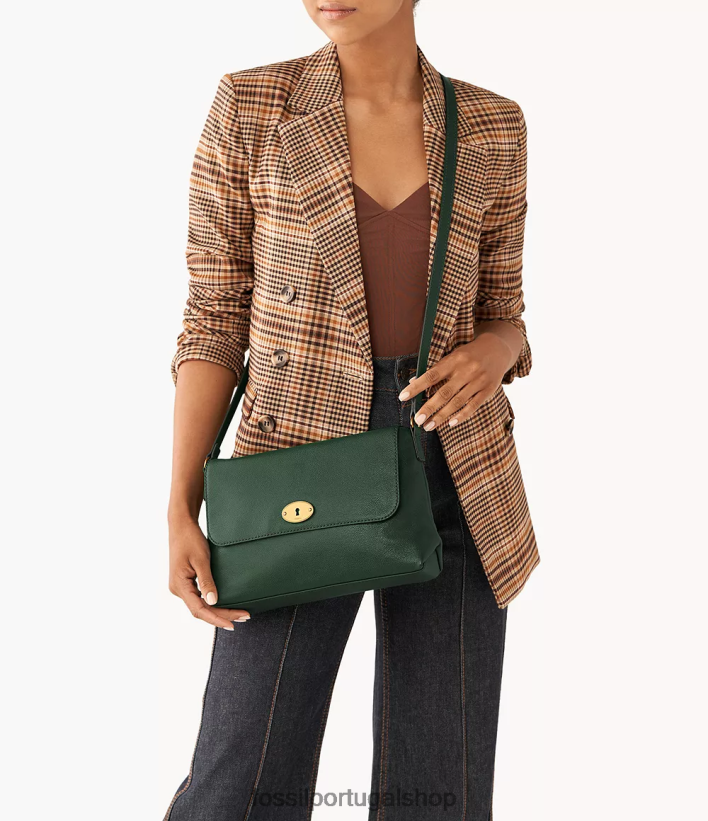 Fossil mulheres bolsa transversal com aba média gabriella verde bolsa 40NJ6Z662