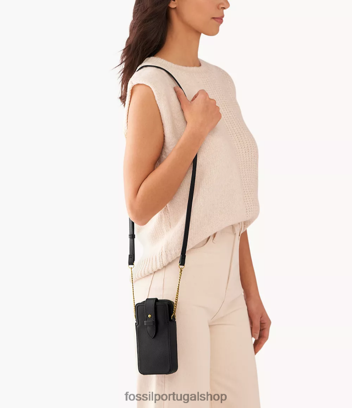 Fossil mulheres capa de telefone lainie crossbody preto bolsa 40NJ6Z564