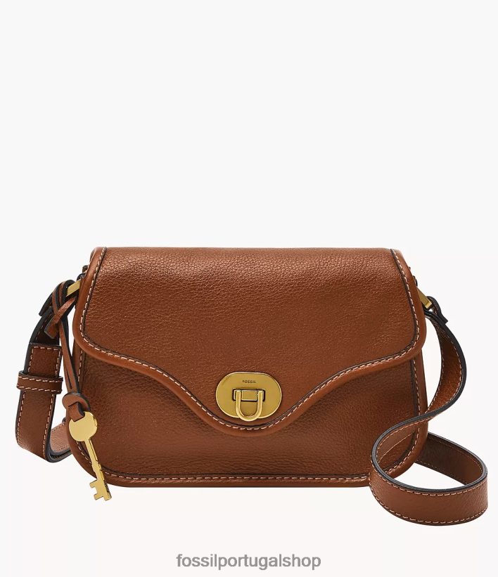 Fossil mulheres crossbody com aba mini Heritage marrom bolsa 40NJ6Z285