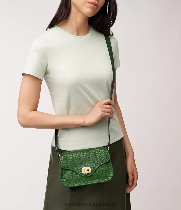 Fossil mulheres crossbody com aba mini Heritage verde bolsa 40NJ6Z353