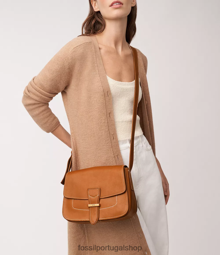 Fossil mulheres crossbody com aba tremont conhaque bolsa 40NJ6Z284