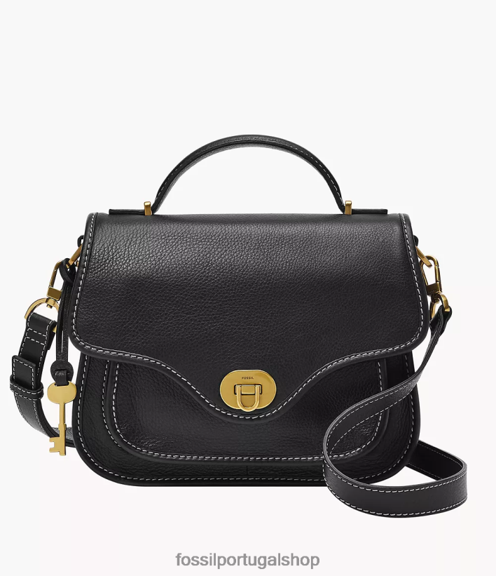 Fossil mulheres crossbody com alça superior Heritage preto bolsa 40NJ6Z294