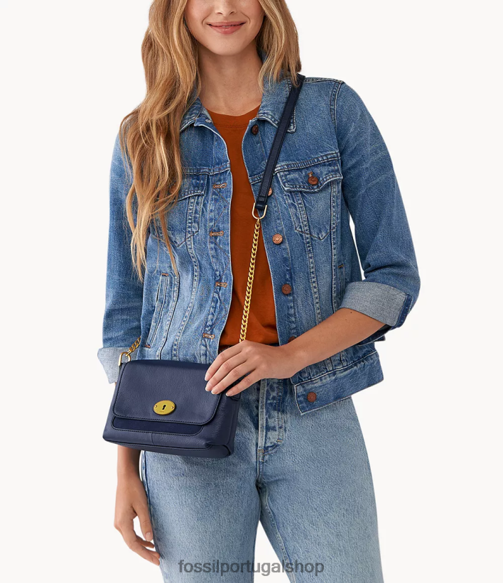 Fossil mulheres gabriella crossbody com aba pequena marinha bolsa 40NJ6Z656