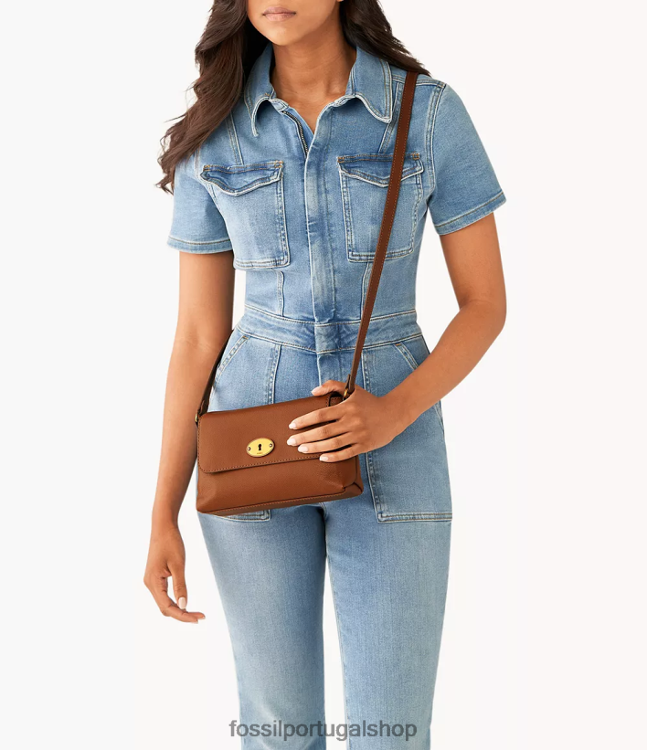 Fossil mulheres gabriella crossbody com aba pequena marrom bolsa 40NJ6Z566