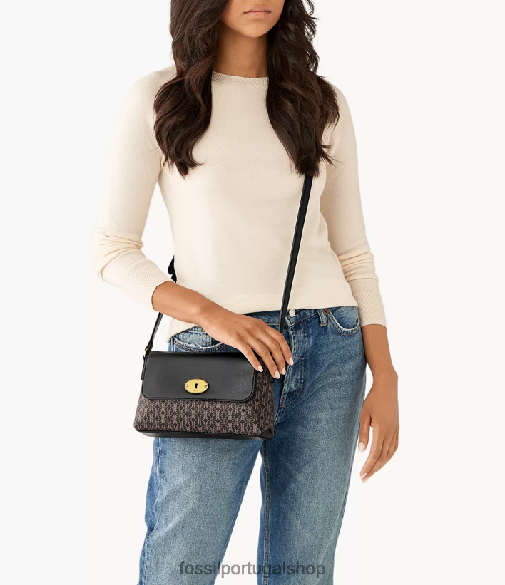 Fossil mulheres gabriella crossbody com aba pequena preto bolsa 40NJ6Z638