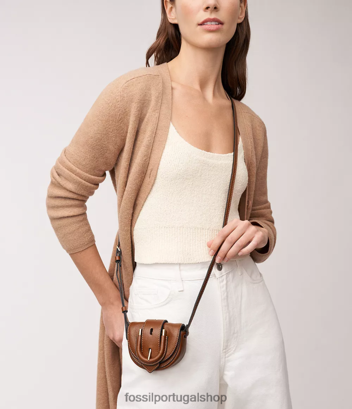 Fossil mulheres harwell micro flap crossbody marrom bolsa 40NJ6Z337