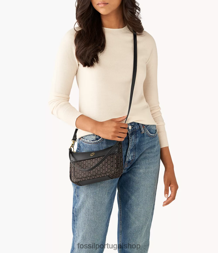 Fossil mulheres mini baguete skylar preto bolsa 40NJ6Z555