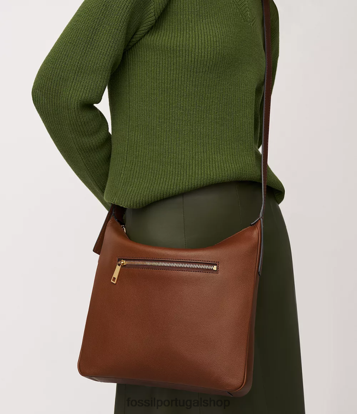 Fossil mulheres top cecília com zíper marrom bolsa 40NJ6Z311