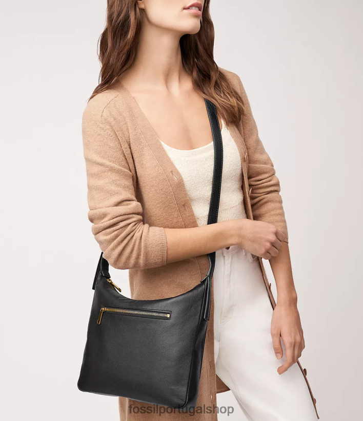 Fossil mulheres top cecília com zíper preto bolsa 40NJ6Z290