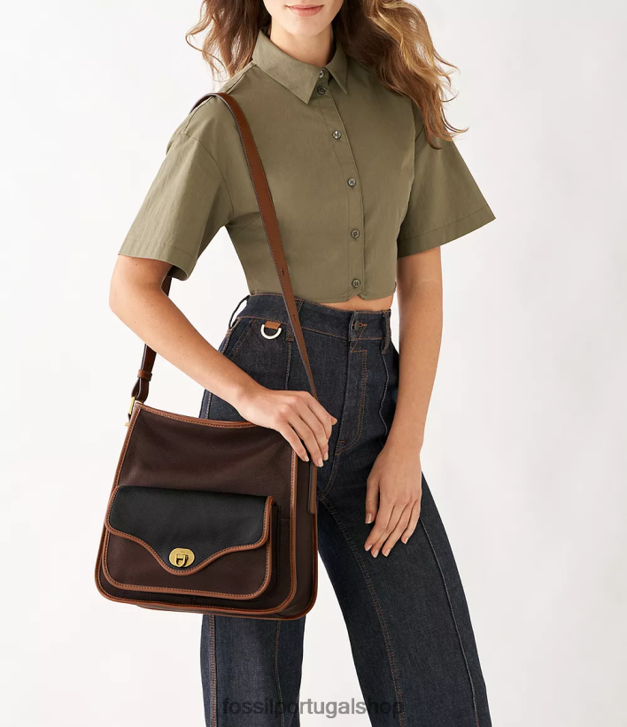 Fossil mulheres vagabundo da herança marrom escuro bolsa 40NJ6Z423
