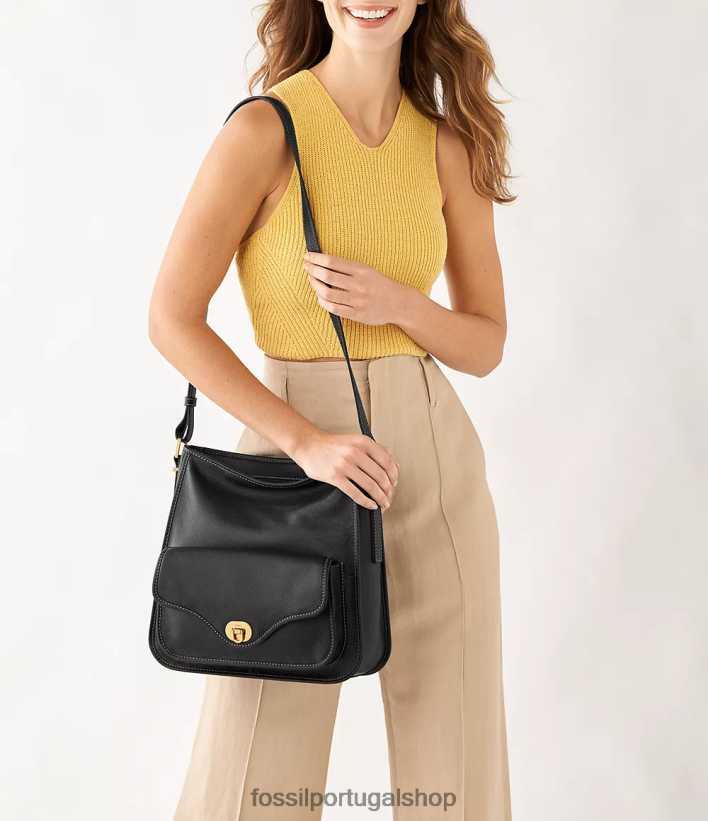 Fossil mulheres vagabundo da herança preto bolsa 40NJ6Z382