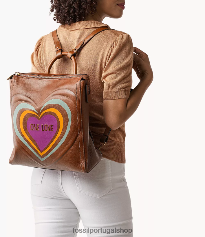 Cedella Marley x Fossil mulheres mochila parker edição limitada marrom bolsa 40NJ6Z573