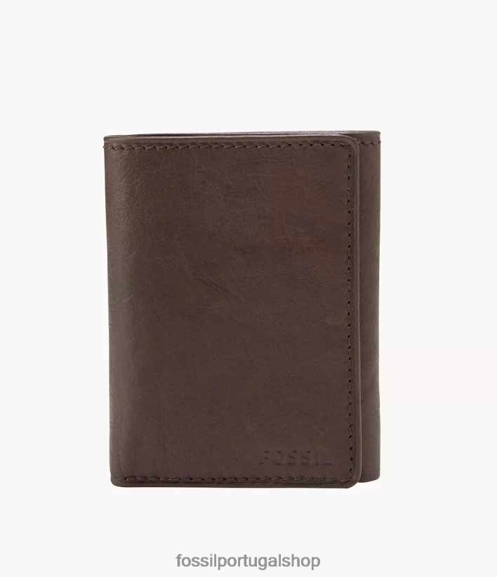 Fossil homens carteira tripla ingram marrom carteira 40NJ6Z1756