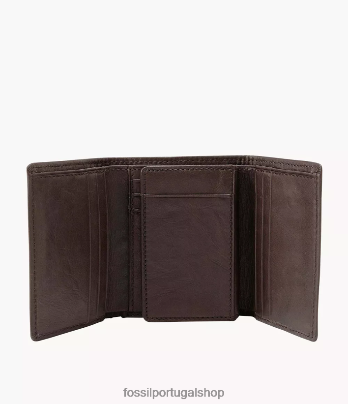 Fossil homens carteira tripla ingram marrom carteira 40NJ6Z1756