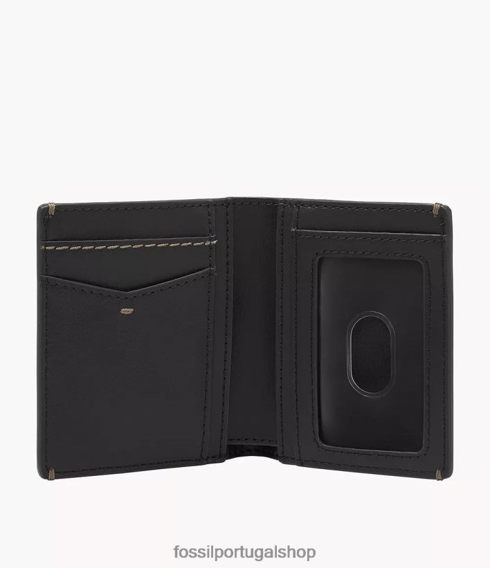 Fossil homens Carteira com bolso frontal em couro Joshua Cactus preto carteira 40NJ6Z1686