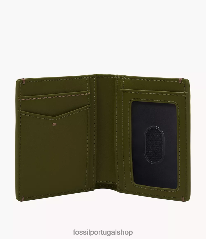 Fossil homens Carteira com bolso frontal em couro Joshua Cactus verde carteira 40NJ6Z1680