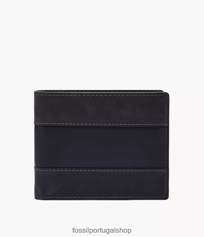Fossil homens Everett bifold com flip id marinha carteira 40NJ6Z1672